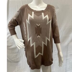 Express Aztec Western Style 3/4 Sleeves Size M Banding Detail Sweater